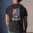 American Flag Dads Against Weed Funny Lawn Mowing Fathers Mens Back Print T-shirt Gifts for Him