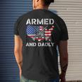 Armed And Dadly Fathers Day Pun Us Flag Deadly Dad Men's Back Print T-shirt Gifts for Him