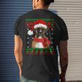 Boxer Dog Ugly Sweater Christmas Puppy Dog Lover Men's T-shirt Back Print Gifts for Him