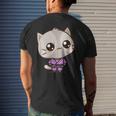 Brazilian Jiu Jitsu Black Belt Combat Sport Cute Kawaii Cat Men's T-shirt Back Print Gifts for Him