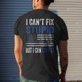 Cant Fix Stupid But I Can Cuff It Blue Line American Flag Men's Back Print T-shirt Gifts for Him