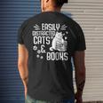 Cat Book Easily Distracted By Cats And Books Gift Girls Boys Mens Back Print T-shirt Gifts for Him