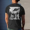 Cat Selfie With Alien Ufo Spaceship Cat Lovers Men's T-shirt Back Print Gifts for Him
