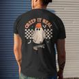 Creep It Real Skateboarding Ghost Retro Halloween Costume Men's T-shirt Back Print Gifts for Him