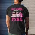 Cute Ghost Wednesday We Wear Pink Halloween Breast Cancer Men's T-shirt Back Print Gifts for Him