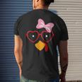 Cute Turkey Face Heart Sunglasses Thanksgiving Costume Men's T-shirt Back Print Gifts for Him