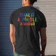Make It A Double Twin Dad Expecting Twins Baby Announcement Men's Back Print T-shirt Gifts for Him