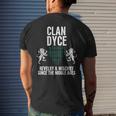 Dyce Clan Scottish Name Coat Of Arms Tartan Family Party Mens Back Print T-shirt Gifts for Him
