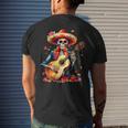 Floral Guitar Dia De Los Muertos Cute Mariachi Day Of Dead Men's T-shirt Back Print Gifts for Him