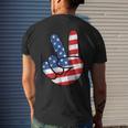 Funny 4Th Of July Peace Hand American Flag Patriotic Usa Mens Back Print T-shirt Gifts for Him
