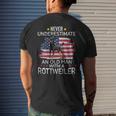 Funny Never Underestimate An Old Man With A Rottweiler Mens Back Print T-shirt Gifts for Him