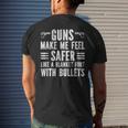 Gun Lover Dad Guns Make Me Feel Safer Like A Blanket Mens Back Print T-shirt Gifts for Him