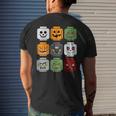 Halloween Building Brick Head Pumpkin Ghost Zombie Friends Men's T-shirt Back Print Gifts for Him