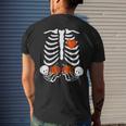 Halloween Twin Pregnant Skeleton Twins Baby Xray Rib Cage Men's T-shirt Back Print Gifts for Him