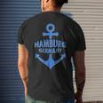 Hamburg Germany Port City Blue Anchor Design Mens Back Print T-shirt Gifts for Him