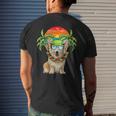 Hawaiian Corgi Dog Wearing Sunglasses Sunset On Beach Summer Mens Back Print T-shirt Gifts for Him