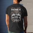 Honea Name Gift Honea Blood Runs Through My Veins Mens Back Print T-shirt Gifts for Him
