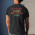 Husband Daddy Protector Hero Dad Fathers Day Vintage Mens Back Print T-shirt Gifts for Him