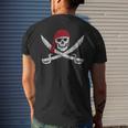 Jolly Roger Pirate Skull And Cutlasses Flag Distressed Men's T-shirt Back Print Gifts for Him