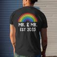 Just Married Engaged Lgbt Gay Wedding Mr And Mr Est 2023 Mens Back Print T-shirt Gifts for Him