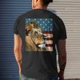 Lion On Usa Flag Painting American Patriotic 4Th Of July Mens Back Print T-shirt Gifts for Him