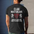 Macfarlane Clan Scottish Name Coat Of Arms Tartan Family Mens Back Print T-shirt Gifts for Him