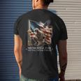 Memorial Day Land Of Free Never Forget Veterans America Flag Mens Back Print T-shirt Gifts for Him