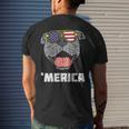 Merica Pitbull Pit American Usa Flag 4Th Of July Fourth Dog Mens Back Print T-shirt Gifts for Him