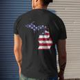 Michigan Map State American Flag 4Th Of July Pride Mens Back Print T-shirt Gifts for Him