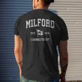 Milford Ct Vintage Nautical Boat Anchor Flag Sports Men's T-shirt Back Print Gifts for Him