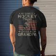 My Favorite Hockey Player Calls Me Grandpa Fathers Day Mens Back Print T-shirt Gifts for Him