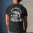 Never Underestimate A Girl Who Loves Fishing Fisherman Mens Back Print T-shirt Gifts for Him