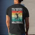Never Underestimate A Girl Who Plays Volleyball Player Girls Mens Back Print T-shirt Gifts for Him