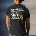 Never Underestimate A Girl With A Saxophone Saxophonist Girl Mens Back Print T-shirt Gifts for Him