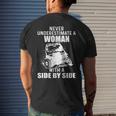 Never Underestimate A Woman With A Side By Side Mens Back Print T-shirt Gifts for Him
