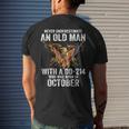 Never Underestimate An Old Man With A Dd214 Born In October Mens Back Print T-shirt Gifts for Him