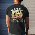 Never Underestimate An Old Man With A Telescope Space Mens Back Print T-shirt Gifts for Him