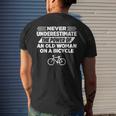 Never Underestimate An Old Woman On A Bicycle Mens Back Print T-shirt Gifts for Him