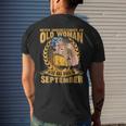 Never Underestimate An Old Woman Who Was Born In September Mens Back Print T-shirt Gifts for Him