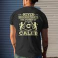 Never Underestimate Caleb Personalized Name Mens Back Print T-shirt Gifts for Him