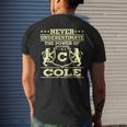 Never Underestimate Cole Personalized Name Mens Back Print T-shirt Gifts for Him