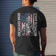 One Badass Biker Bonus Dad Grunge American Flag Skeleton Funny Gifts For Dad Mens Back Print T-shirt Gifts for Him