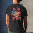 Patriotic Highland Cow Oh My Stars 4Th Of July American Flag Men's Back Print T-shirt Gifts for Him