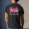 Peace Love Cure Gnomes Pink Ribbon Breast Cancer Awareness Men's T-shirt Back Print Gifts for Him