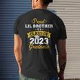 Proud Lil Brother Class Of 2023 Graduate Senior Graduation Mens Back Print T-shirt Gifts for Him