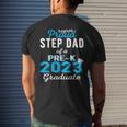 Proud Step Dad Of Pre K School Graduate 2023 Graduation Step Men's Back Print T-shirt Gifts for Him