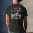 If You Can Read This She Fell Off Distressed Motorcycle Men's Back Print T-shirt Gifts for Him