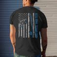 Reel Cool Bonus Dad Fathers Day American Flag Fishing Men's Back Print T-shirt Gifts for Him