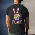 Retro 60’S 70’S Tie Dye Peace V Hand Sign Hippie Graphic Men's T-shirt Back Print Gifts for Him