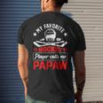 Retro My Favorite Hockey Player Calls Me Papaw Fathers Day Men's Back Print T-shirt Gifts for Him